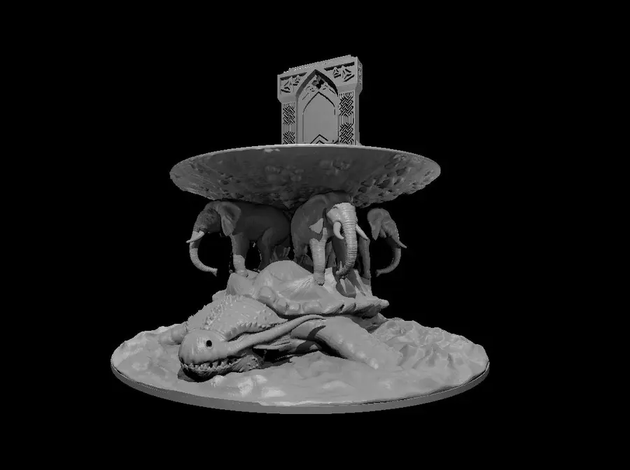 Dragon Turtle holding up four elephants holding up an island – Image 2