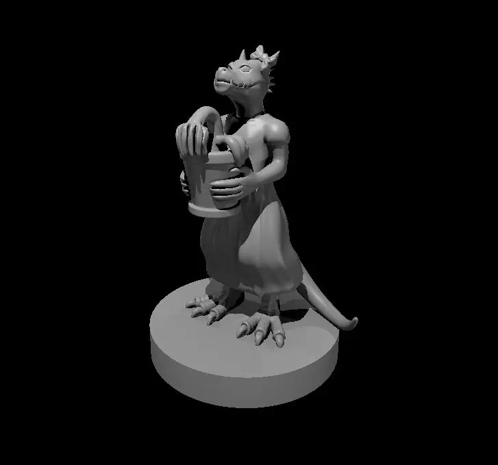 Kobold Girl holding a wilted flower in a pot – Image 1